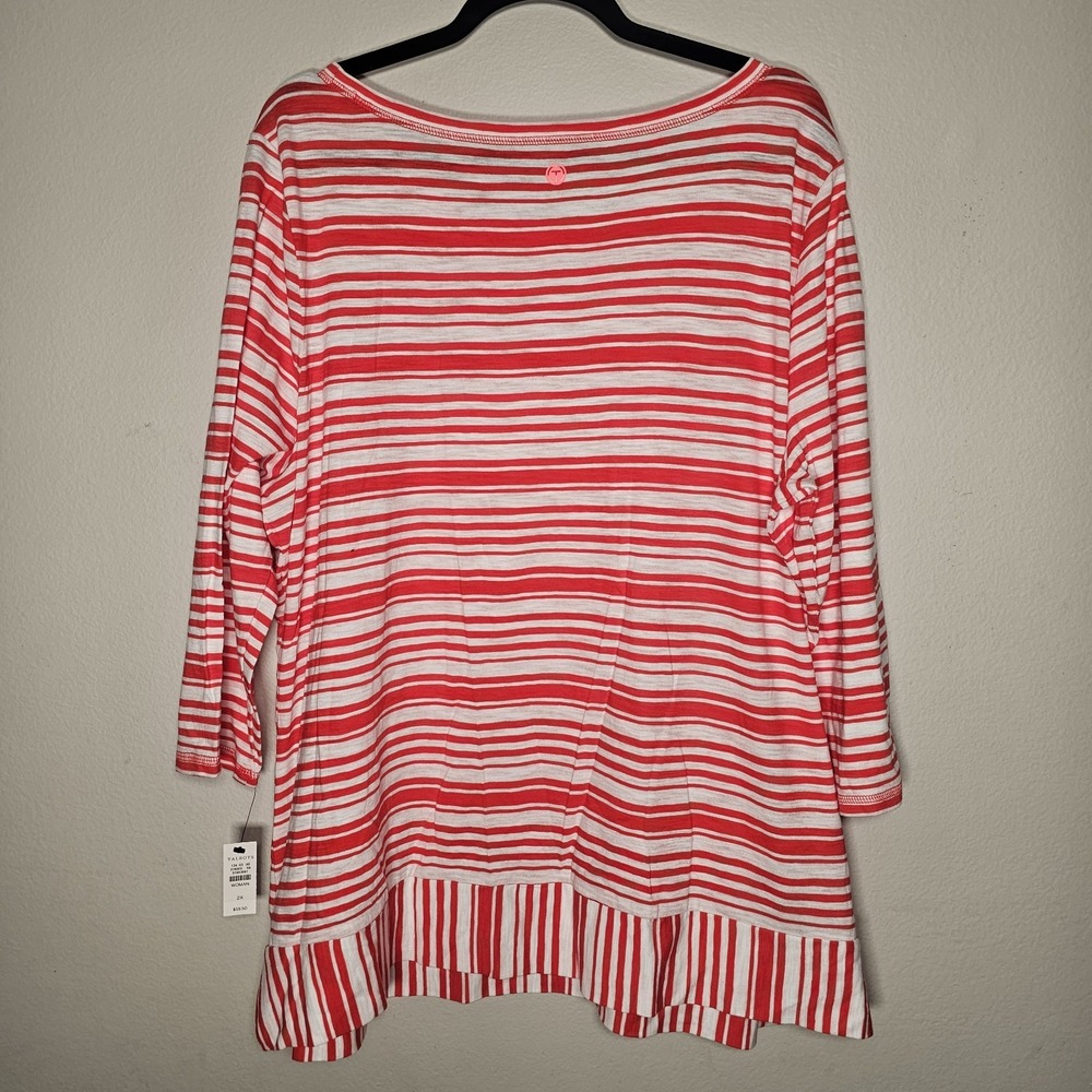 Talbots Womens Top Size 2X Red White Striped Coastal Beachy Nautical Lightweight - Picture 2 of 7